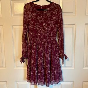 Plum Primrose Gal Meets Glam Dress with White Floral Print - Size 6